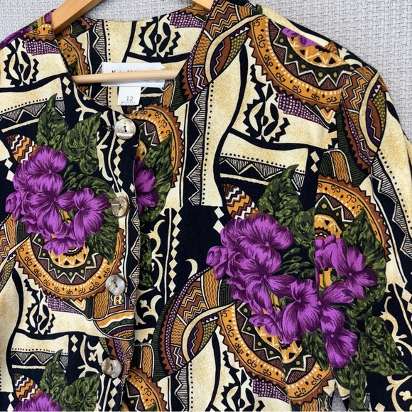 Womens Sz 12 Vtg Norton McNaughton 2-Piece Floral Button Top and Midi Skirt Set - Picture 3 of 9